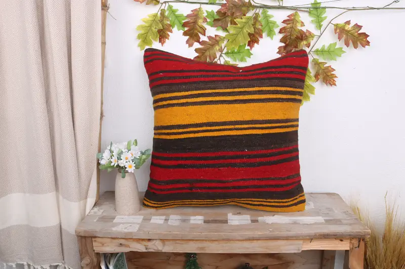 Antique Pillows, Chair Pillow Sham, Pillow, Outdoor Bolster Cushion Case, 20x20 Red Cushion, Kilim Cushion Sham, Pillow for Sofa - 1