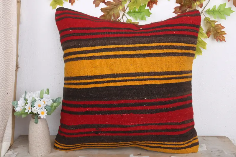 Antique Pillows, Chair Pillow Sham, Pillow, Outdoor Bolster Cushion Case, 20x20 Red Cushion, Kilim Cushion Sham, Pillow for Sofa - 2
