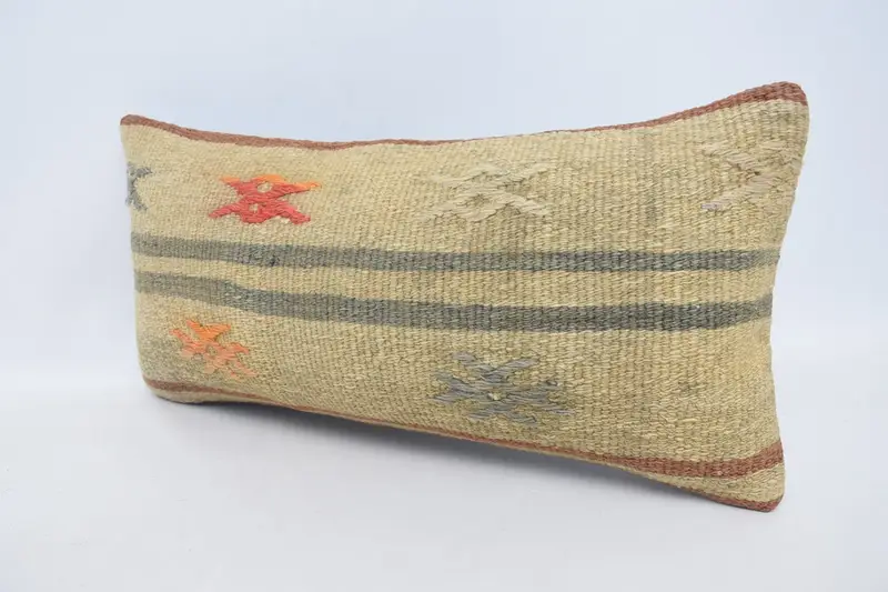 Pillow for Sofa, Turkish Kilim Pillow, Turkish Pillow, Cotton Pillow Sham, Outdoor Patio Pillow Cover, 12x24 Beige Cushion Case, Pillow Cover - 4