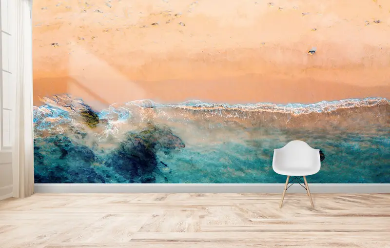 Baskılı Deniz Manzarası Duvar Kağıdı: Zarif Plaj Manzaralı Ev Dekorasyonu