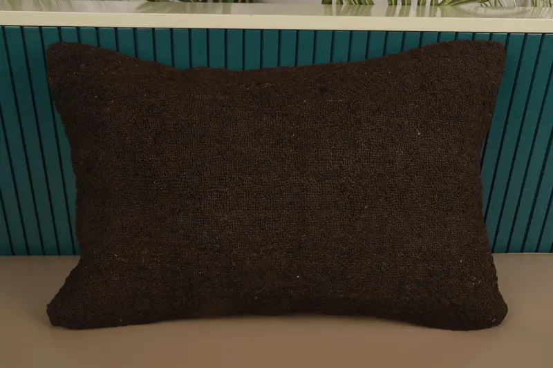 Throw Pillow, 16x24 inch DesignerBrown Gift Wool Cushion - 1