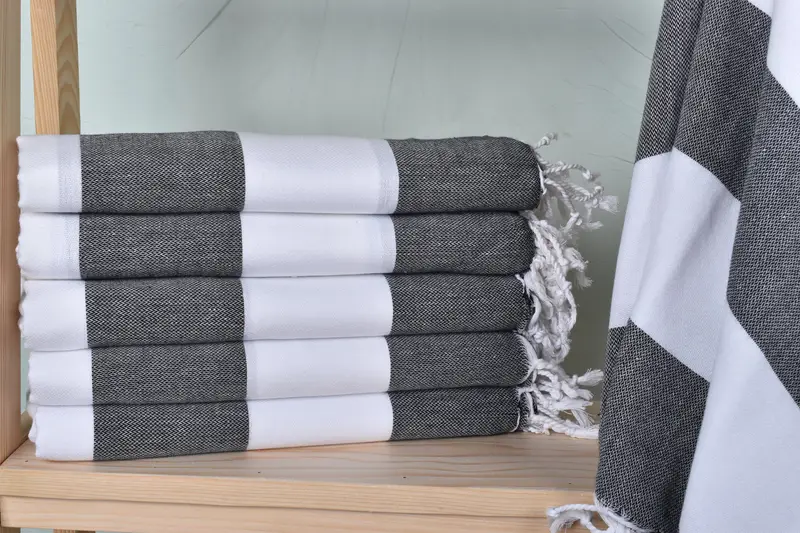 Personalized Halloween Blanket, Black-White Striped Towel, 40x71 Inches