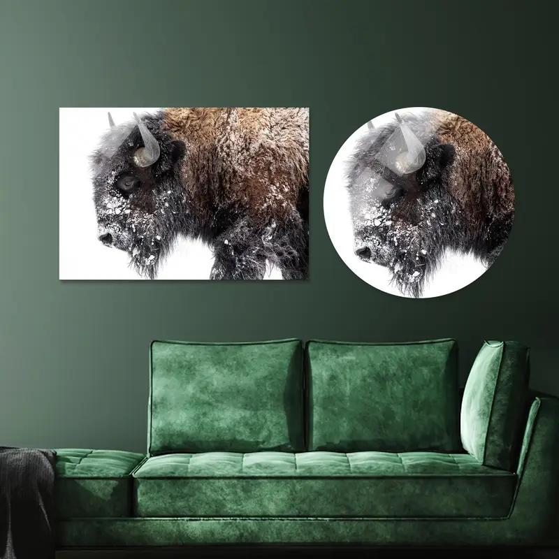 Zarif Buffalo Kış Kar Kanvas Tablo Tablo - Loft Dekor