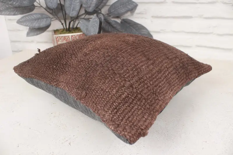 14x14 Brown Pillow Sham, Pillow, Southwestern Pillow Cover, Vintage Kilim Throw Pillow, Vintage Kilim Pillow, Boho Pillow Sham Cover - 6
