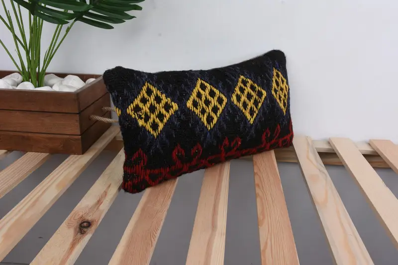 Kilim Cushion Sham, Cushion, Interior Designer Pillow, Ethnical Kilim Rug Pillow, Boho Throw Pillow Sham, 8x16 Yellow Cushion Case - 4