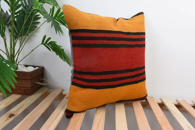 Handmade Kilim Cushion, 20x20 Red Cushion Cover, Antique Pillows, Traditional Cushion Cover, Cushion, Turkish Kilim Pillow, Bright Cushion Cover - 5
