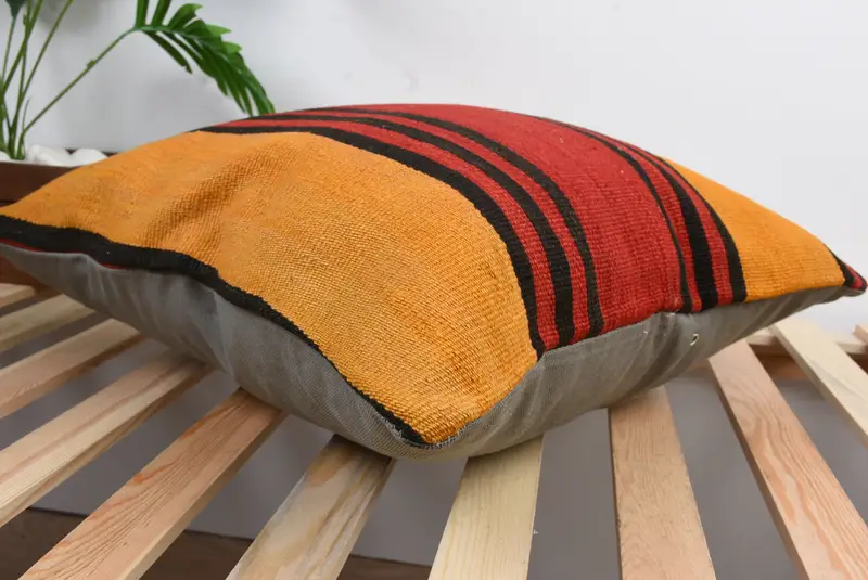 Handmade Kilim Cushion, 20x20 Red Cushion Cover, Antique Pillows, Traditional Cushion Cover, Cushion, Turkish Kilim Pillow, Bright Cushion Cover - 6