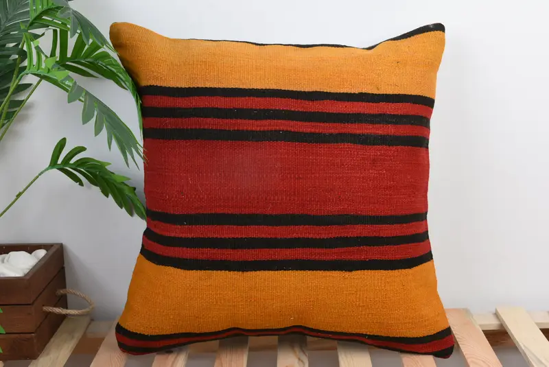 Handmade Kilim Cushion, 20x20 Red Cushion Cover, Antique Pillows, Traditional Cushion Cover, Cushion, Turkish Kilim Pillow, Bright Cushion Cover - 1