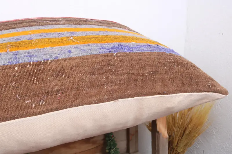Kilim Pillow Cover, 28x28 Brown Pillow Sham, Colorful Cushion Case, Cushion Case, Antique Pillows, Pillow for Sofa, Knitted Cushion Case - 6