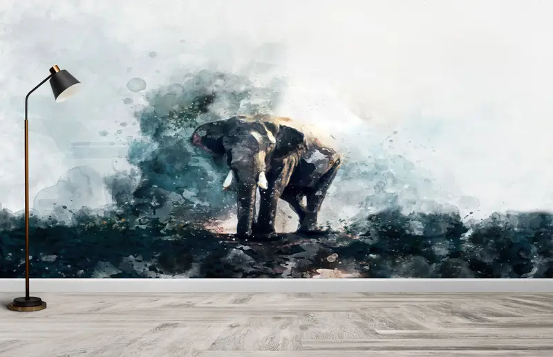Basılı Soyut Fil Duvar Kağıdı: Çağdaş Loft Dekor