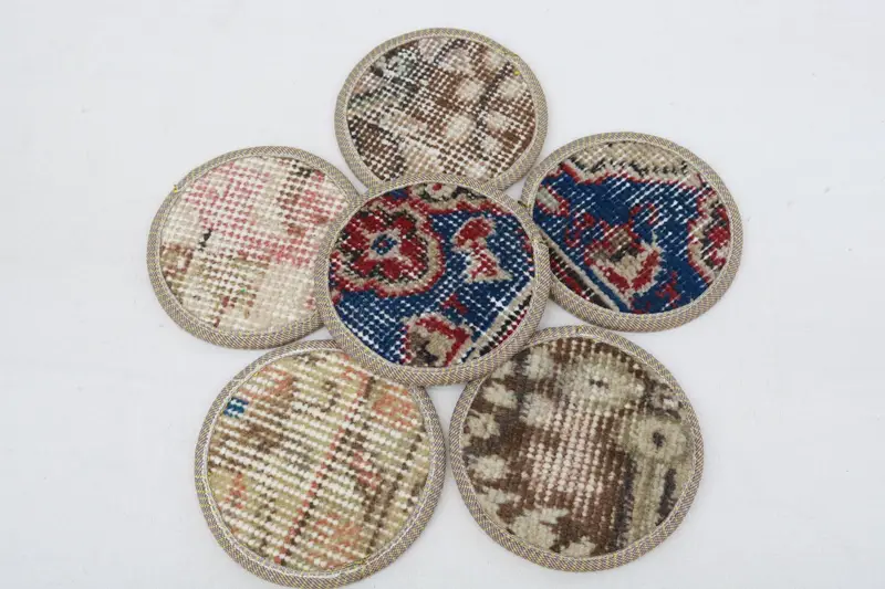ボヘミアン ベージュ & ブロンズ ラウンド コースター、ユニークなボヘミアン コースター