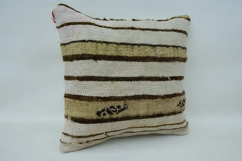 Pillow Cover, Handmade Kilim Cushion, Anatolian Cushion Cover, 14x14 White Pillow Sham, Vintage Kilim Pillow, Vintage Kilim Throw Pillow - 2