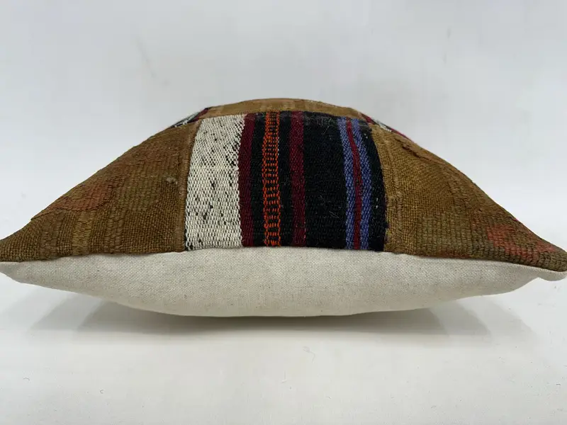 Interior Designer Pillow, Vintage Kilim Throw Pillow, Throw Kilim Pillow, 18x18 Brown Cushion Case, Comfy Throw Cushion Cover, Pillow - 5