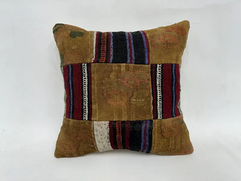Interior Designer Pillow, Vintage Kilim Throw Pillow, Throw Kilim Pillow, 18x18 Brown Cushion Case, Comfy Throw Cushion Cover, Pillow - 1