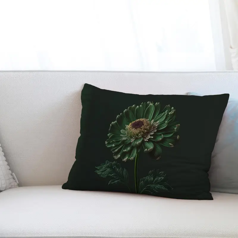 Kissen mit grünem Blumendruck von Saisy Flower – modernes Luxus-Dekor