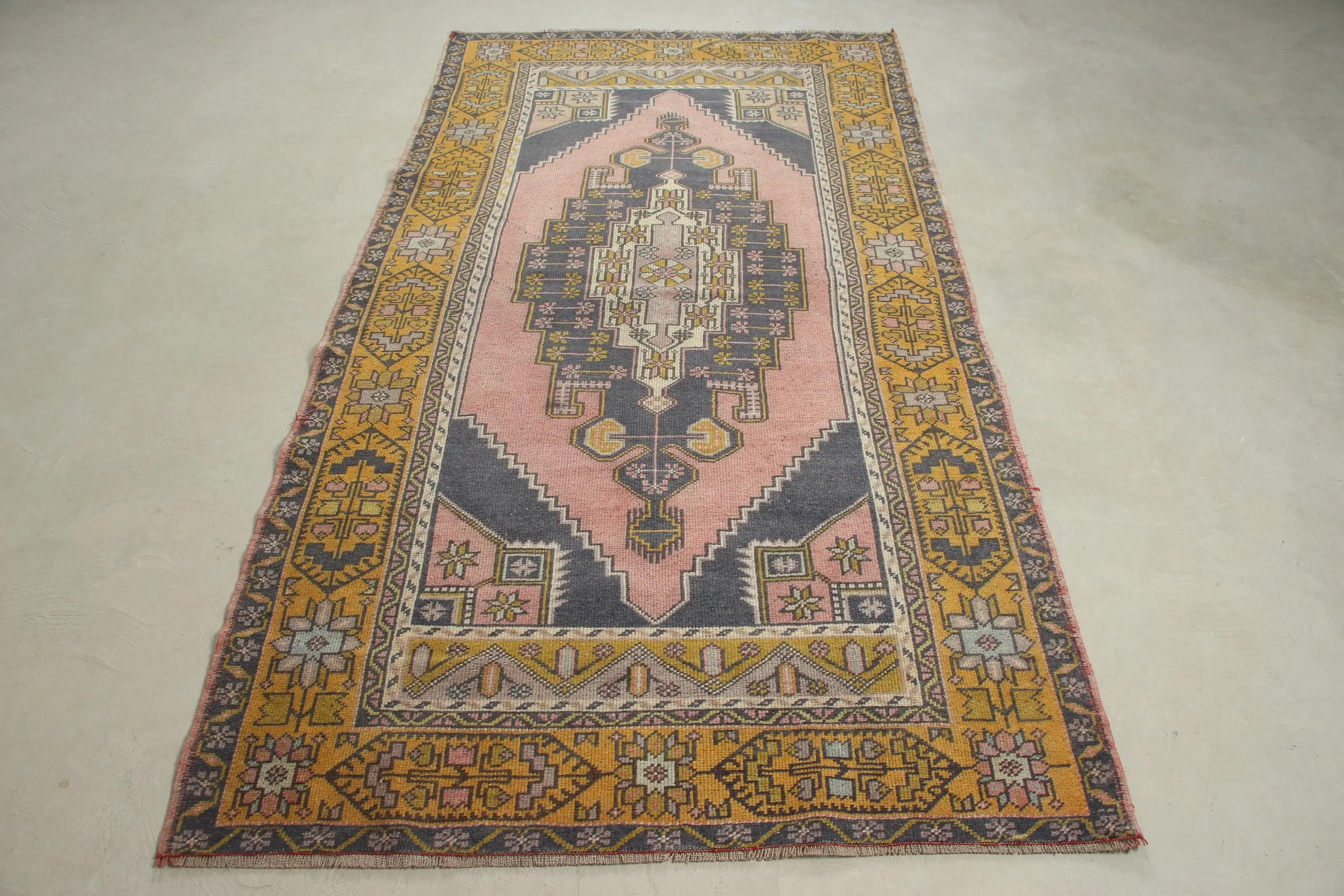 4,2x8,1 ft Teppich, türkischer Vintage Teppich, blauer Wollteppich - 1
