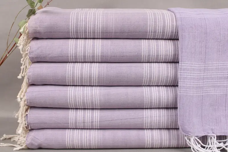 Turkish Bath Towel, Personalized Striped Lilac Towel, 38x71 Inches