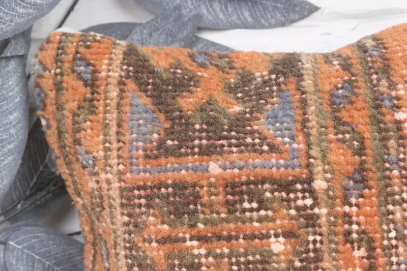 Kilim Cushion Sham, Turkish Pillow, Boho Pillow Sham Cover, Floor Pillow Case, 12x12 Orange Pillow Cover, Cushion - 2