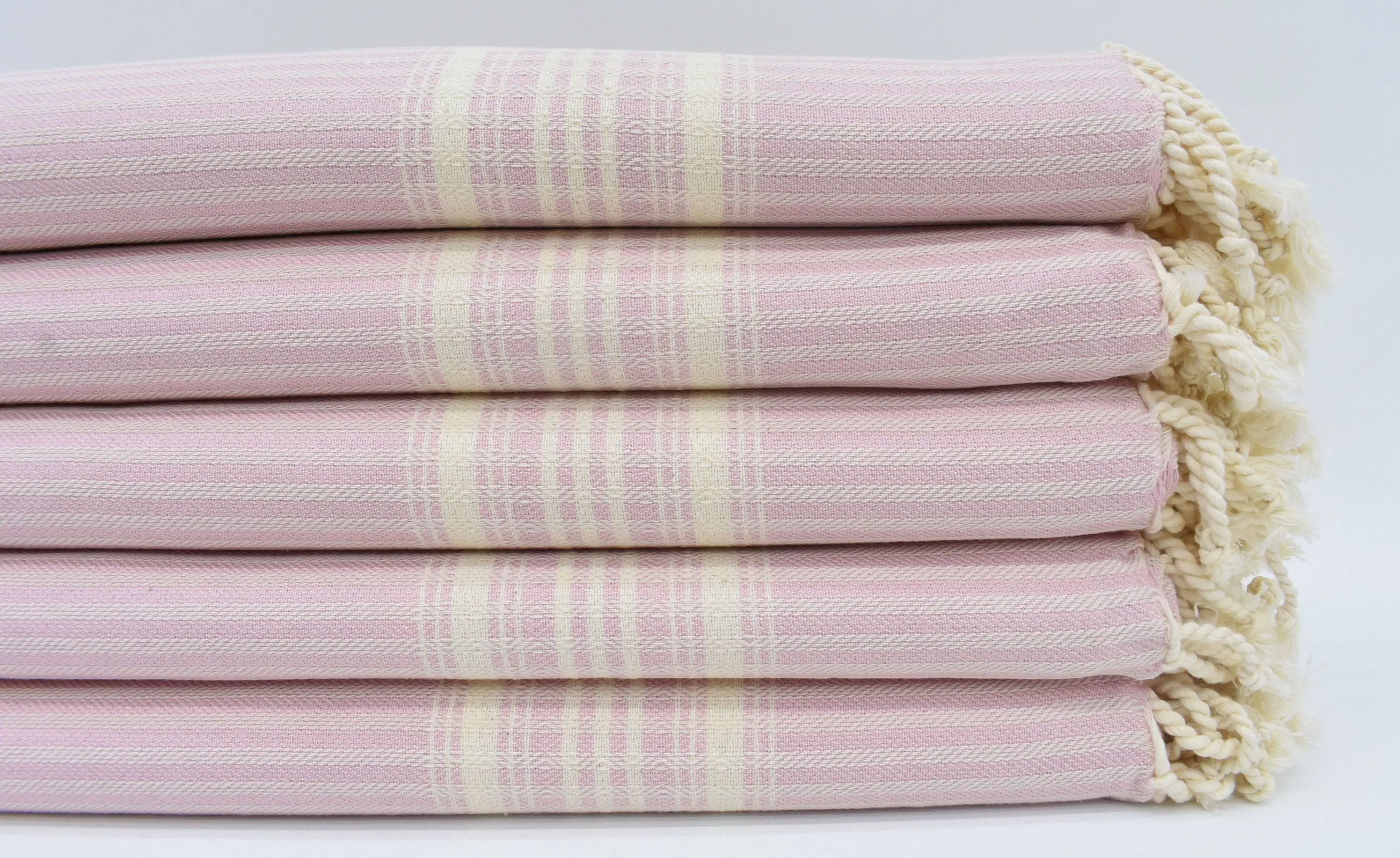Pink Striped Turkish Towel, Organic Cotton, Bachelorette Party, 67x38 Inches - 1