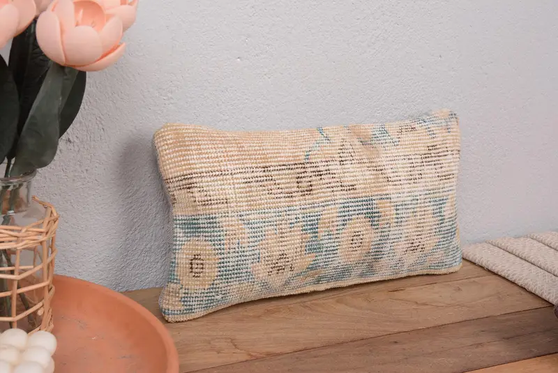 Blaues Southwestern besticktes Wurfkissen, Vintage Rechteckkissen