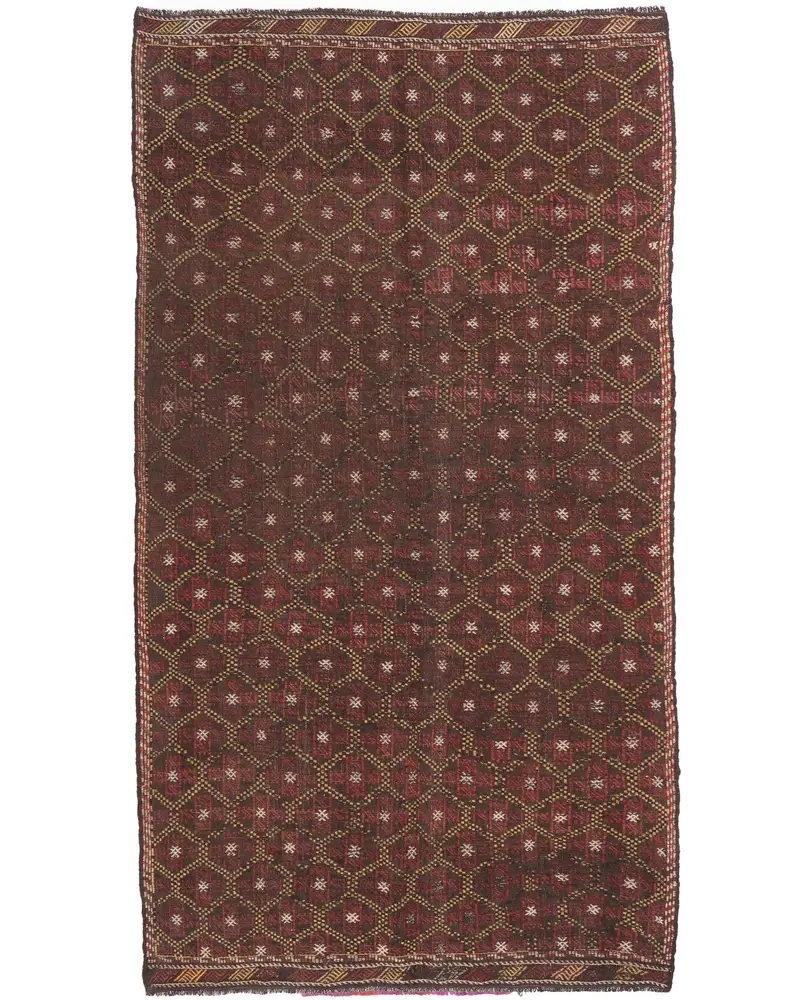 Kırmızı Çiçekli Halı, 5,2x9,3 ft Zarif Sarı Paisley Tasarım