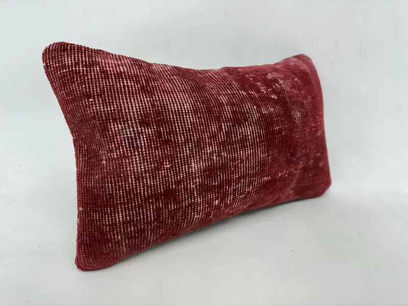 Interior Designer Pillow, Ethnical Kilim Rug Pillow, 12x20 Red Pillow Cover, Kilim Cushion Sham, Cushion Case, Turkish Bench Cushion - 3