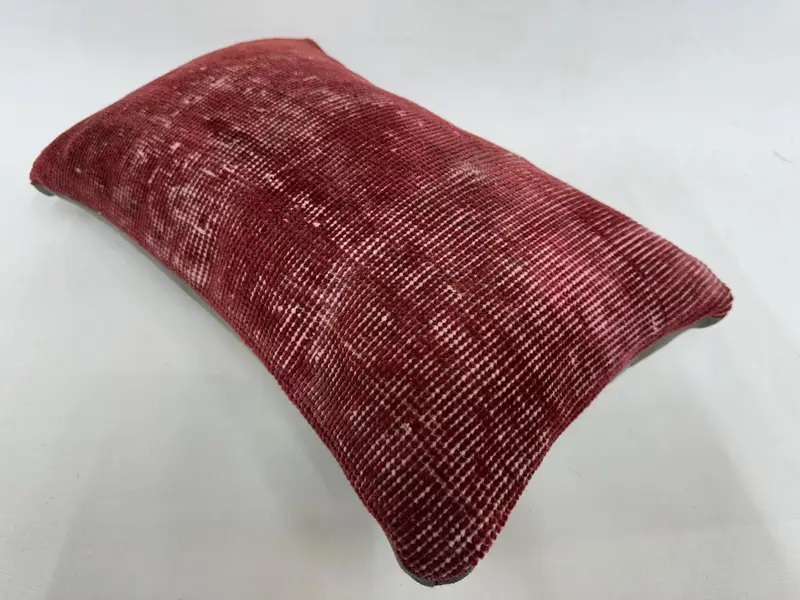 Interior Designer Pillow, Ethnical Kilim Rug Pillow, 12x20 Red Pillow Cover, Kilim Cushion Sham, Cushion Case, Turkish Bench Cushion - 6