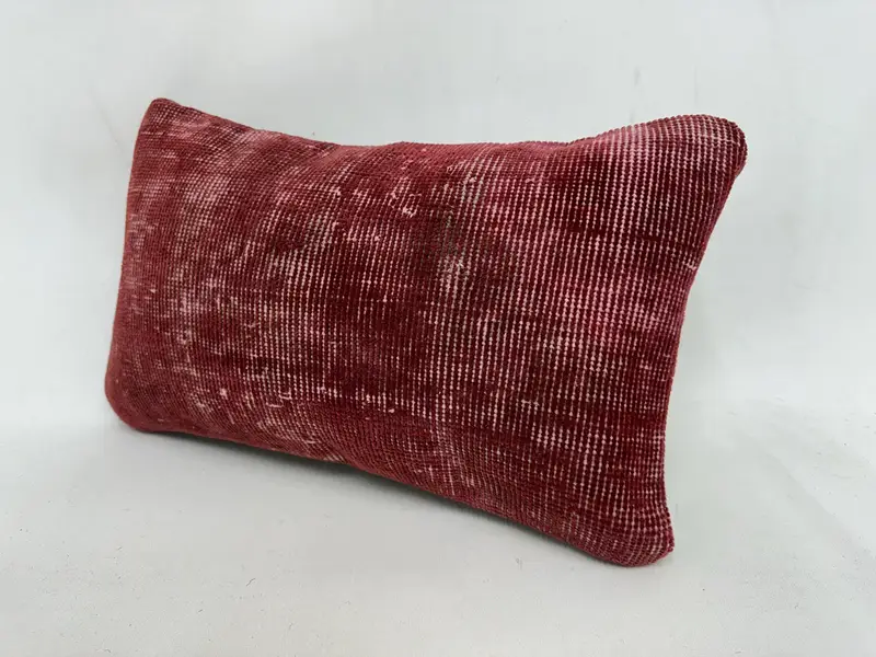 Interior Designer Pillow, Ethnical Kilim Rug Pillow, 12x20 Red Pillow Cover, Kilim Cushion Sham, Cushion Case, Turkish Bench Cushion - 4