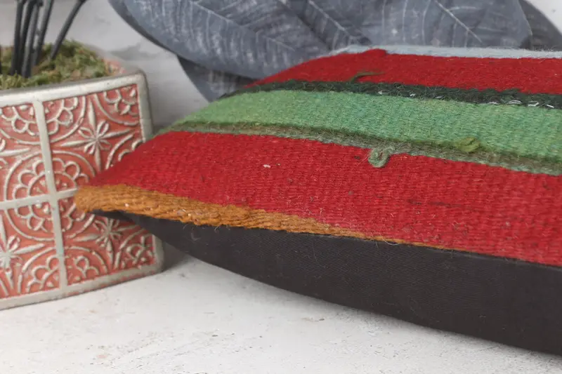8x16 Red Pillow, Bolster Cushion, Pillow for Couch, Cushion Case, Turkish Pillow, Ethnic Pillow, Ethnical Kilim Rug Pillow - 7