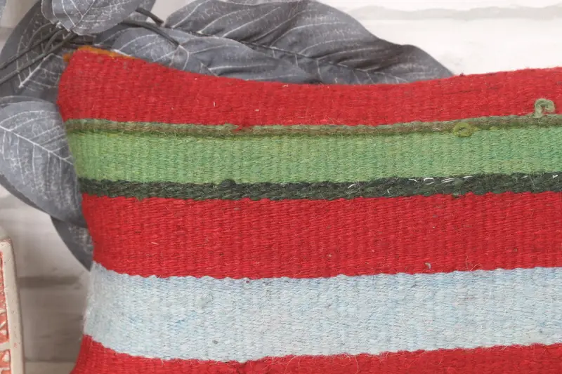 8x16 Red Pillow, Bolster Cushion, Pillow for Couch, Cushion Case, Turkish Pillow, Ethnic Pillow, Ethnical Kilim Rug Pillow - 2