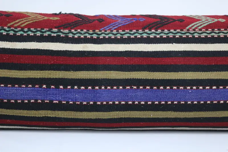 Outdoor Bolster Pillow Sham, 16x48 Red Cushion Cover, Kilim Cushion Sham, Pillow Cover, Antique Pillows, Boho Pillow Sham Cover - 2