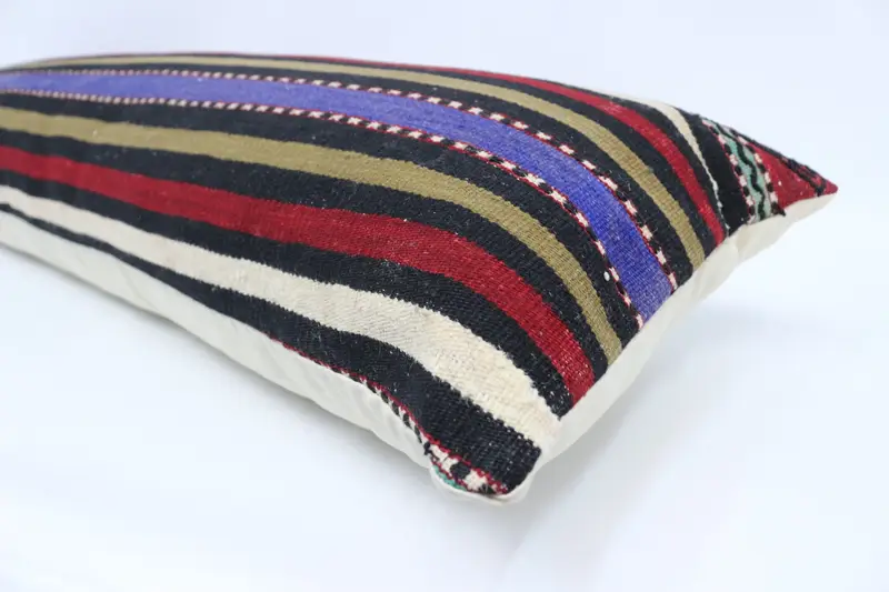Outdoor Bolster Pillow Sham, 16x48 Red Cushion Cover, Kilim Cushion Sham, Pillow Cover, Antique Pillows, Boho Pillow Sham Cover - 6