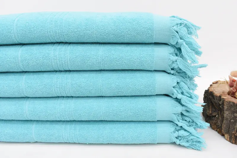 Bathroom Towel Monogrammed Turkish Cotton Blue Stripes, 70x36 Inches