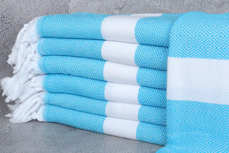 Nedime Hediyesi Monogram Türk Plaj Havlusu, Turkuaz, 71x40 İnç