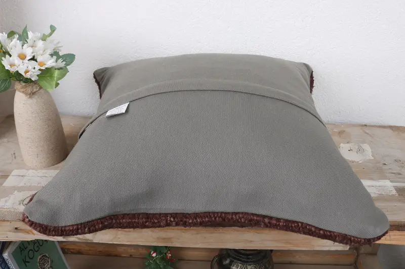Cushion Case, Bolster Pillow Cover, Interior Designer Pillow, 16x16 Brown Pillow Cover, Couch Cushion Case, Pillow for Couch, Kilim Cushion Sham - 7