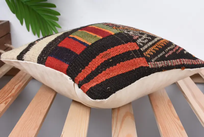 Kilim Cushion Sham, Southwestern Cushion Cover, 14x14 Brown Cushion, Pillow Cover, Luxury Cushion Case, Kilim Pillow, Antique Pillows, Sofa Cushion - 6
