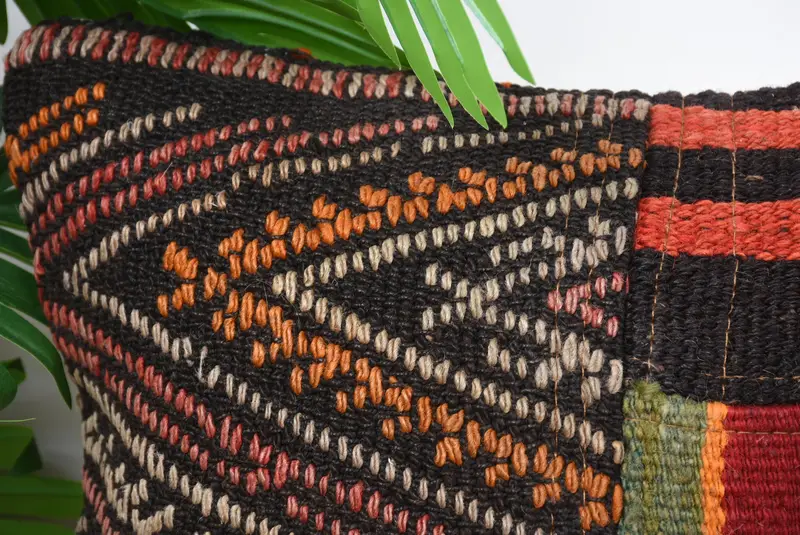 Kilim Cushion Sham, Southwestern Cushion Cover, 14x14 Brown Cushion, Pillow Cover, Luxury Cushion Case, Kilim Pillow, Antique Pillows, Sofa Cushion - 2