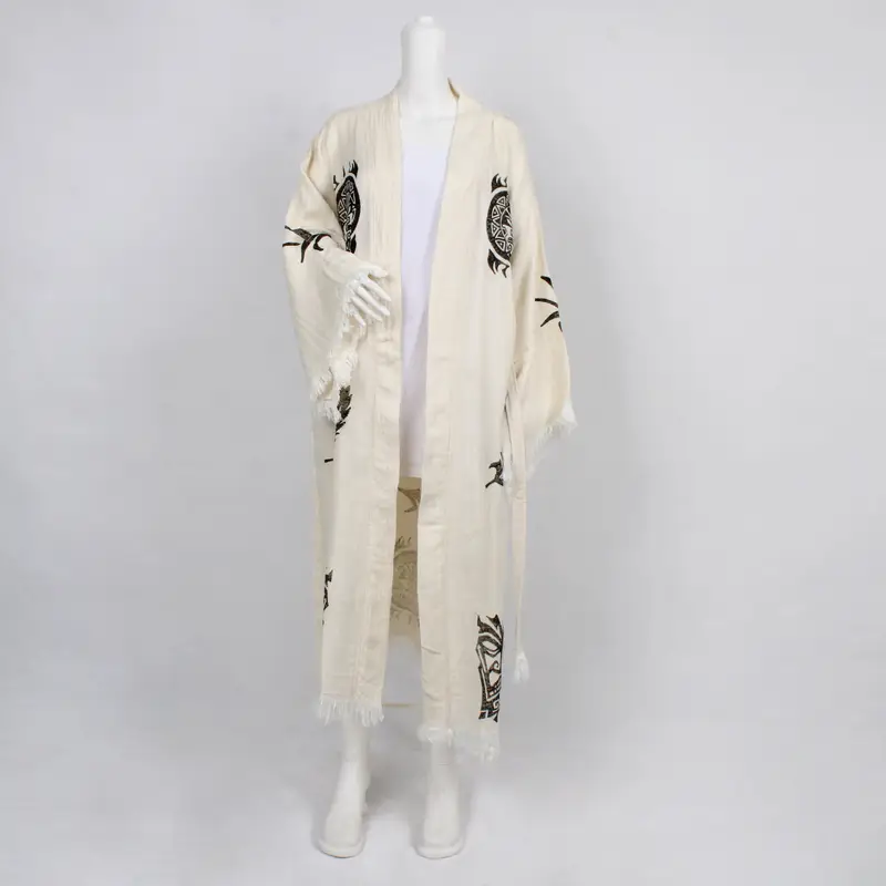 Custom Wedding Gift Muslin Robe Organic Beige Gothic Style Medium/Large - 1