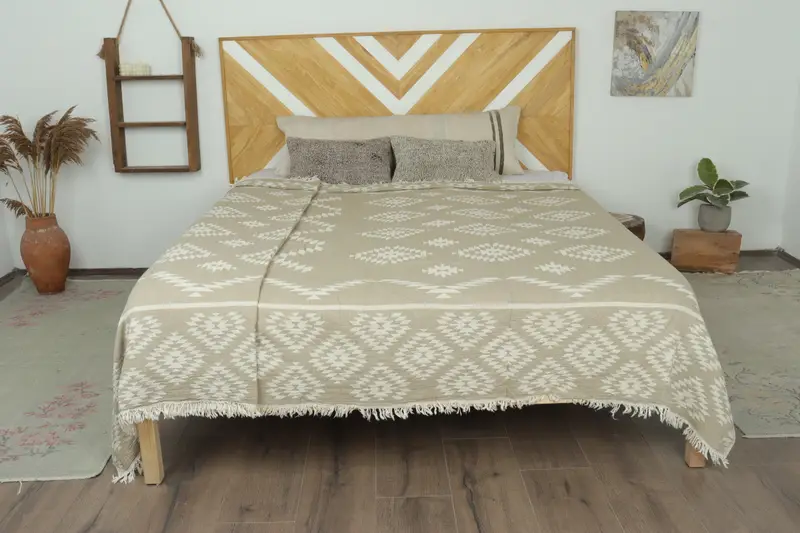 Manta de regalos de boda turca, 84x56 toalla de kilim de algodón, manta tejida, regalos de despedida de soltera, portada de sofá, regalos de dama de honor - 1
