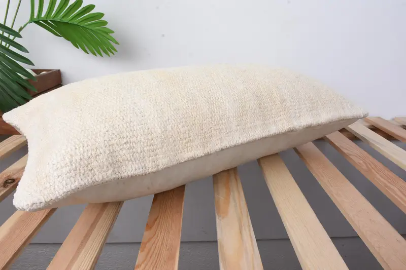 12x24 Beige Pillow, Cushion, Designer Throw Pillow Sham, Vintage Kilim Pillow, Boho Pillow, Cozy Throw Pillow Sham, Kilim Cushion Sham - 6