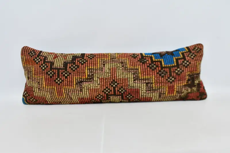 Turkish Kilim Pillow, Wholesale Pillow Sham, 16x48 Red Pillow Cover, Cushion Case, Turkish Pillow, Handmade Kilim Cushion - 1