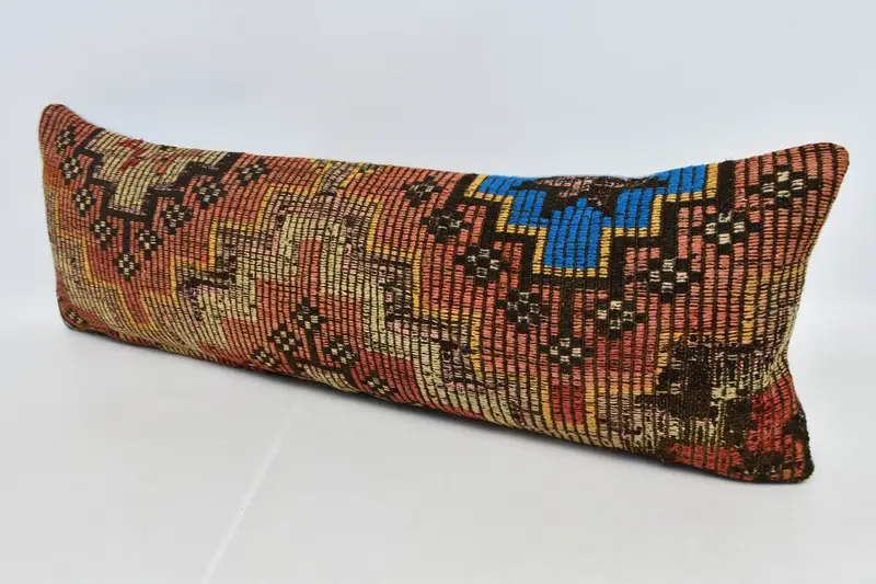 Turkish Kilim Pillow, Wholesale Pillow Sham, 16x48 Red Pillow Cover, Cushion Case, Turkish Pillow, Handmade Kilim Cushion - 4