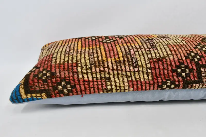 Turkish Kilim Pillow, Wholesale Pillow Sham, 16x48 Red Pillow Cover, Cushion Case, Turkish Pillow, Handmade Kilim Cushion - 6