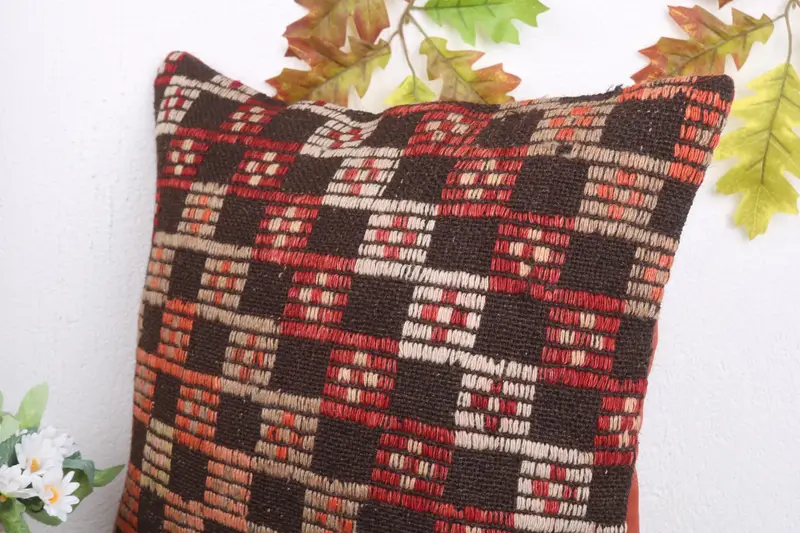 Pillow Case, Ethnic Pillow Cover Cushion Case, Pillow for Sofa, Boho Pillow Sham Cover, Floor Cushion Case, Vintage Pillow, 18x18 Orange Pillow Case - 5