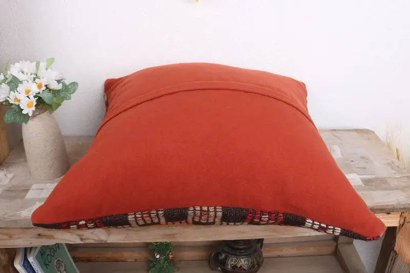 Pillow Case, Ethnic Pillow Cover Cushion Case, Pillow for Sofa, Boho Pillow Sham Cover, Floor Cushion Case, Vintage Pillow, 18x18 Orange Pillow Case - 7