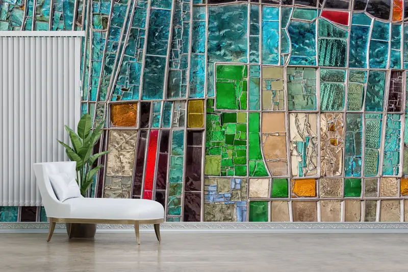 Çağdaş Renkli Cam Baskılı Duvar Kağıdı: Zarif Ev Dekorasyonu