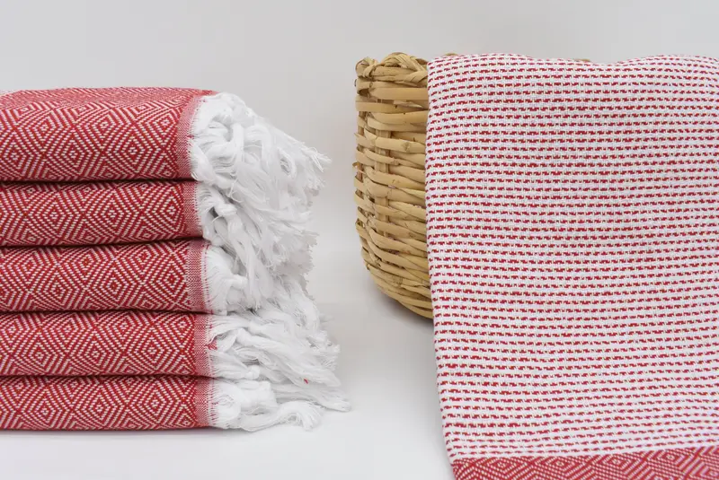Red Turkish Towel, Wedding Gift, 70x40 inches - 180x100 cm