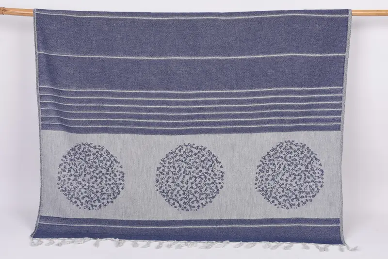 Personalized Navy Striped Turkish Cotton Towel, Bridesmaid Gift, 60x38 Inches