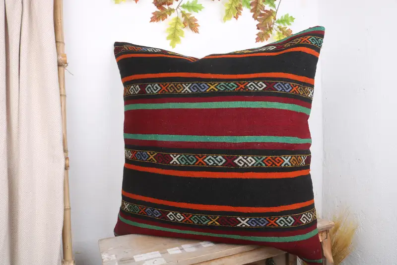 Pillow Sham, 32x32 Red Pillow, Interior Designer Pillow, Ethnical Kilim Rug Pillow, Vintage Kilim Throw Pillow, Wholesale Cushion - 4
