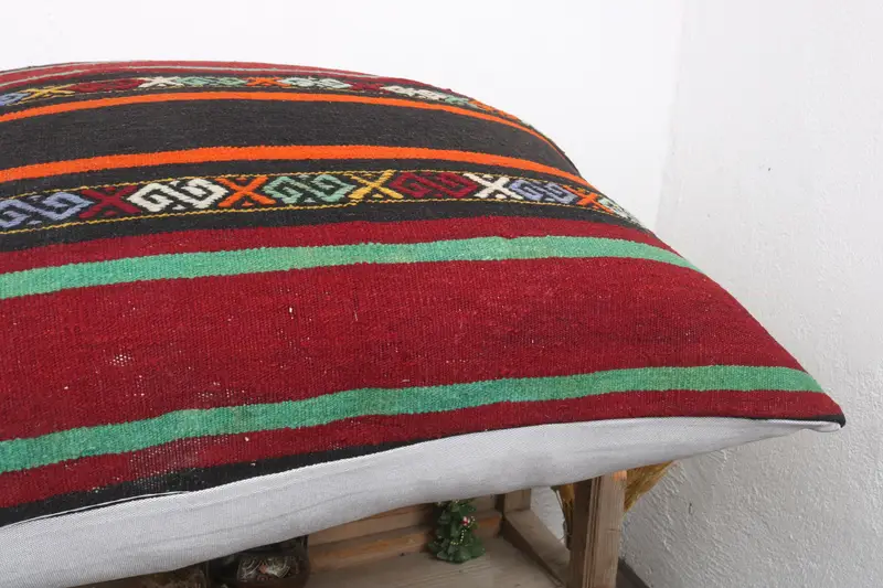 Pillow Sham, 32x32 Red Pillow, Interior Designer Pillow, Ethnical Kilim Rug Pillow, Vintage Kilim Throw Pillow, Wholesale Cushion - 6